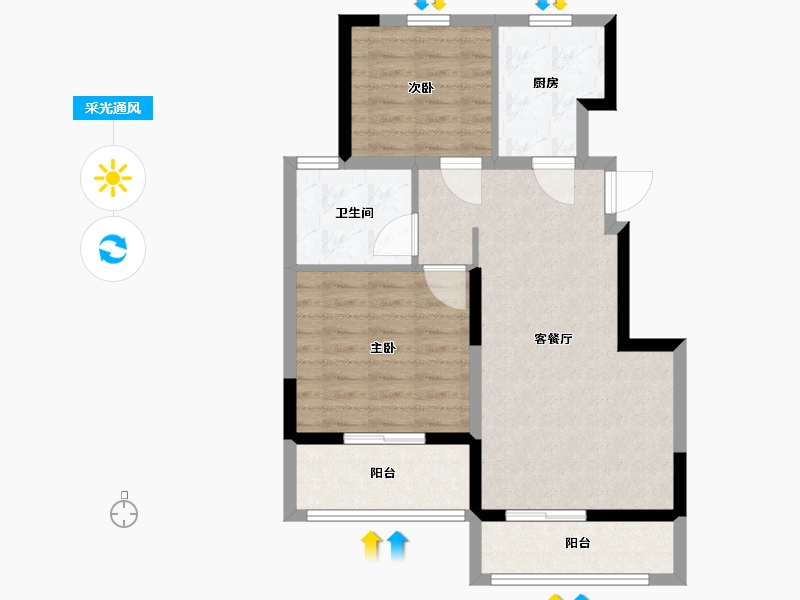 山东省-青岛市-蓝海湾卡地亚-68.00-户型库-采光通风