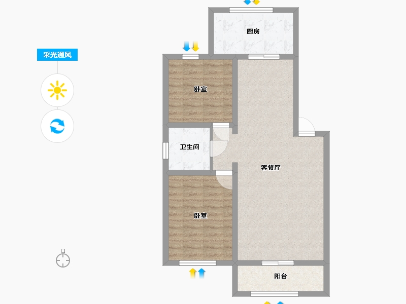 宁夏回族自治区-银川市-绿地壹号公馆-74.00-户型库-采光通风