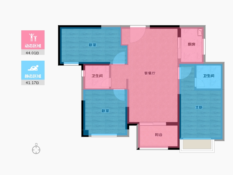 福建省-泉州市-龙湖春江郦城-75.79-户型库-动静分区