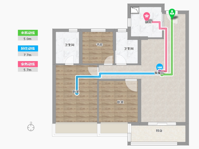 浙江省-金华市-保利天汇-76.00-户型库-动静线