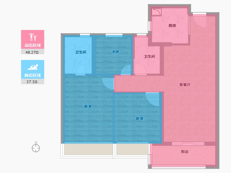 浙江省-金华市-保利天汇-76.00-户型库-动静分区