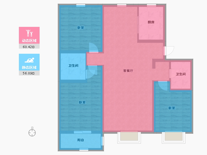 宁夏回族自治区-银川市-西湖裕景-104.23-户型库-动静分区