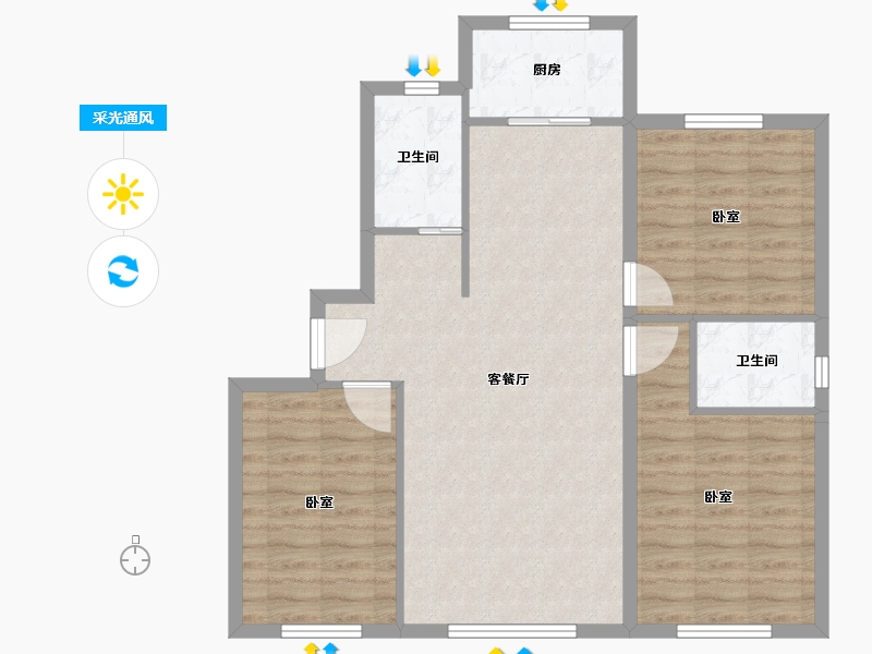 新疆维吾尔自治区-乌鲁木齐市-金科星耀天都-87.07-户型库-采光通风