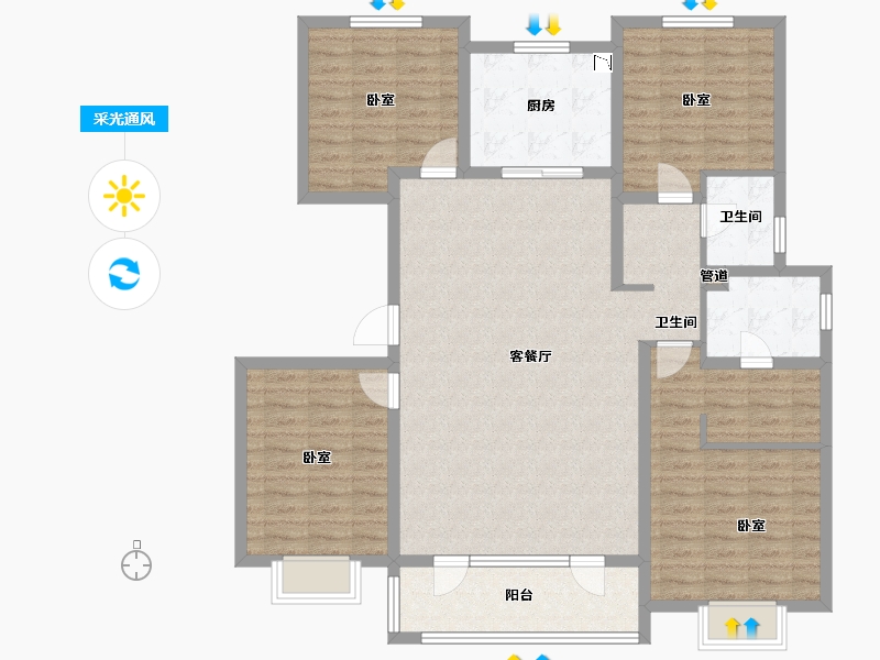 山东省-青岛市-保利堂颂-128.00-户型库-采光通风