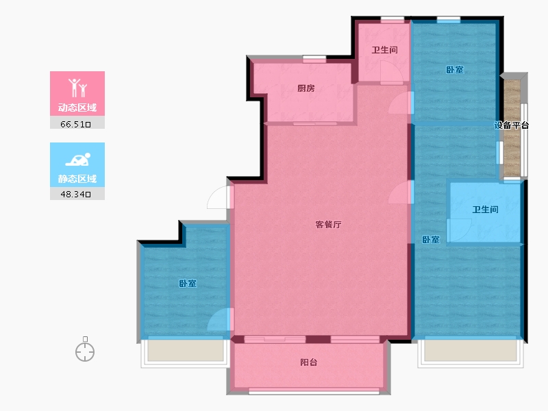 宁夏回族自治区-银川市-万科锦宸-105.82-户型库-动静分区