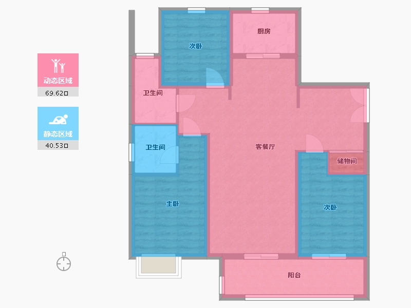 山东省-青岛市-润锦中央美地-98.86-户型库-动静分区