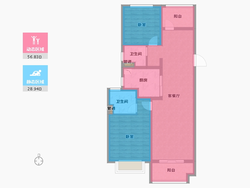 浙江省-宁波市-蓝光雍锦湾-76.00-户型库-动静分区