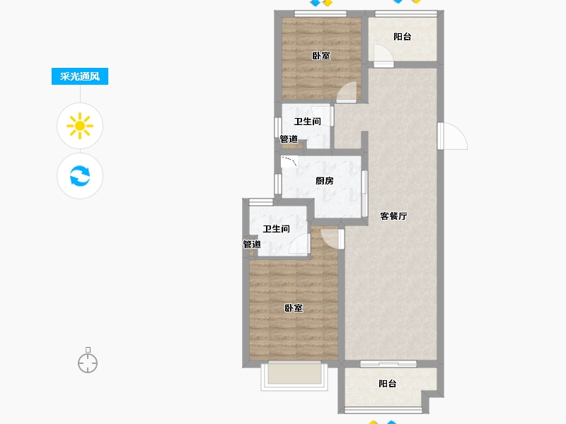 浙江省-宁波市-蓝光雍锦湾-76.00-户型库-采光通风