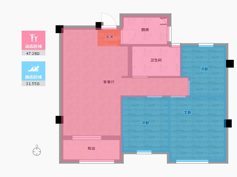 江西省-南昌市-市政绿城桂语江南-71.00-户型库-动静分区