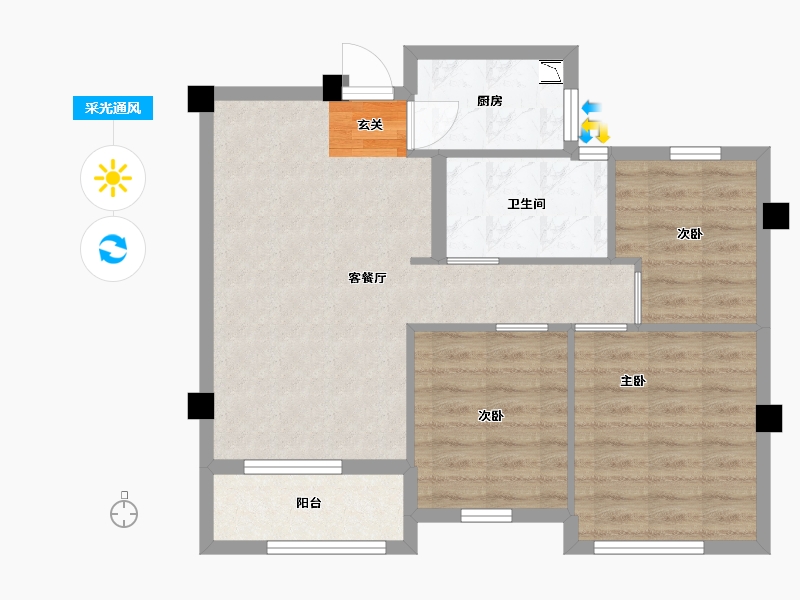 江西省-南昌市-市政绿城桂语江南-71.00-户型库-采光通风