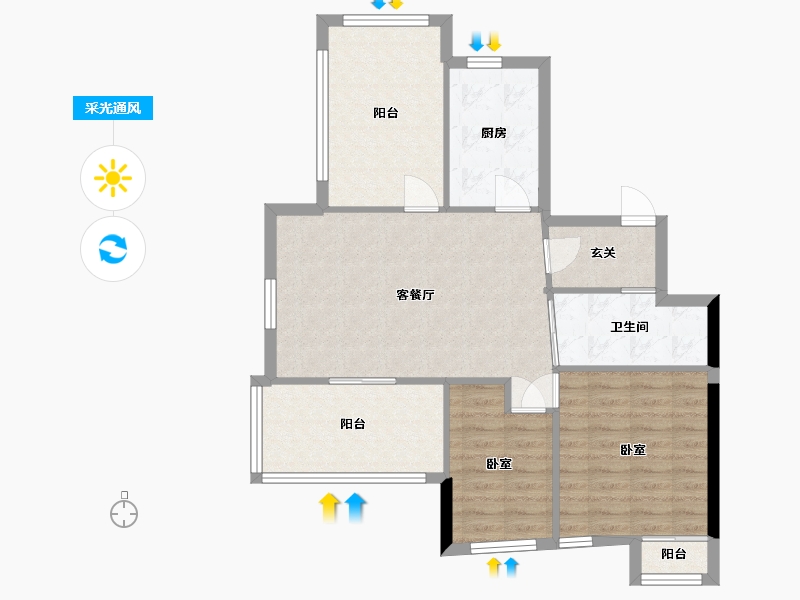 浙江省-温州市-方正珑玺-81.04-户型库-采光通风