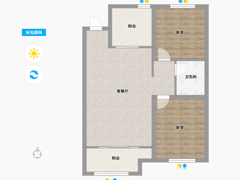 山东省-青岛市-卓越花园-71.00-户型库-采光通风