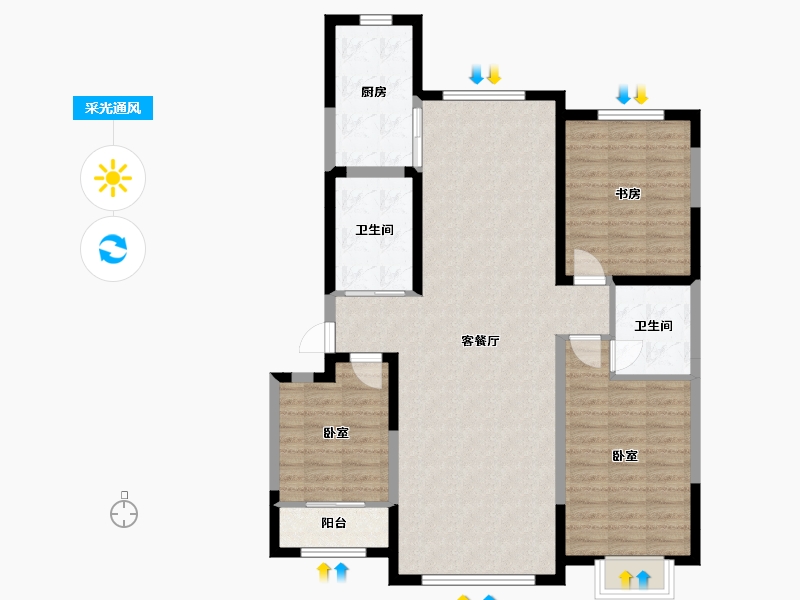 宁夏回族自治区-银川市-巨力·公园悦府-106.21-户型库-采光通风