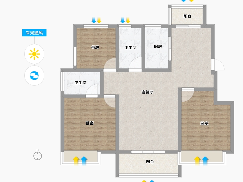 安徽省-合肥市-望湖城-101.99-户型库-采光通风