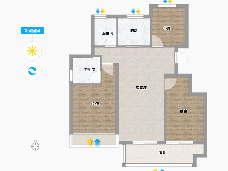 浙江省-金华市-永康滨江悦虹湾-79.00-户型库-采光通风