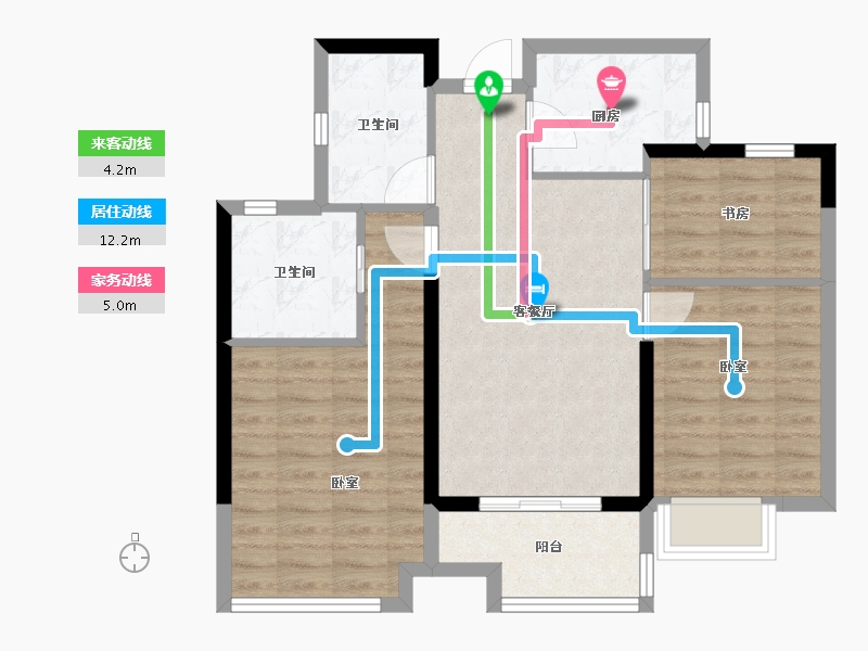 浙江省-嘉兴市-万科翡翠四季-77.00-户型库-动静线