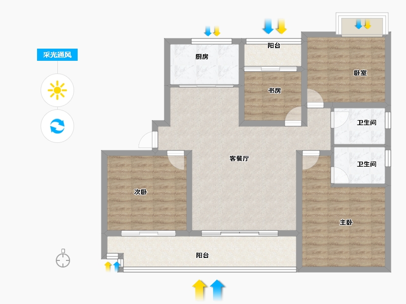 江西省-上饶市-荣盛雲溪府-103.00-户型库-采光通风