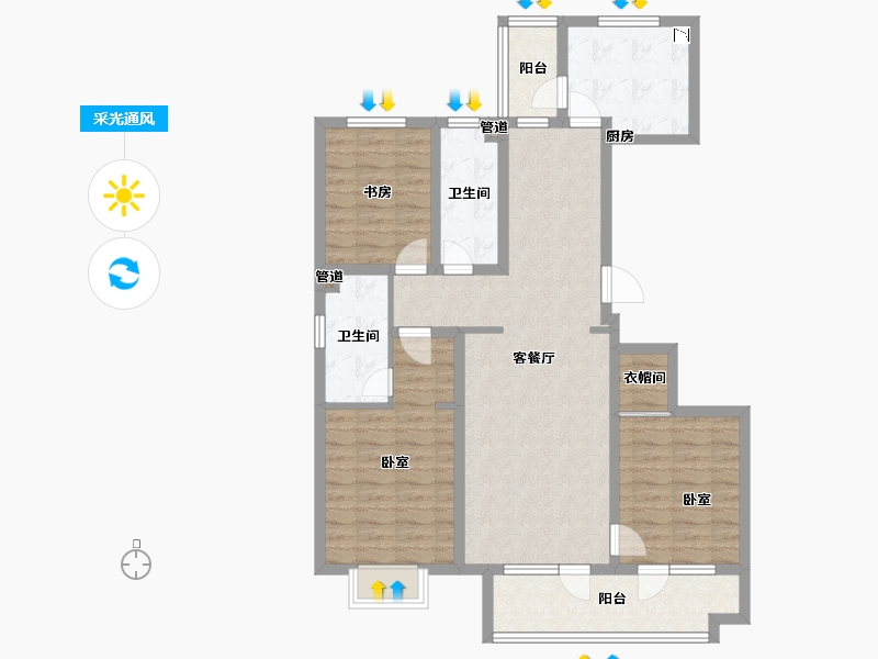 山东省-青岛市-海尔产城创云玺-102.01-户型库-采光通风