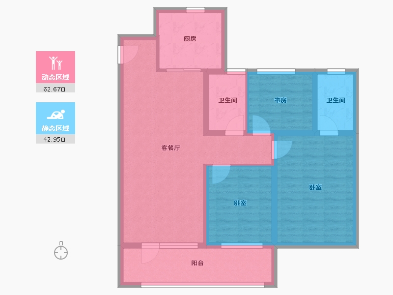 山东省-青岛市-海信城-94.00-户型库-动静分区