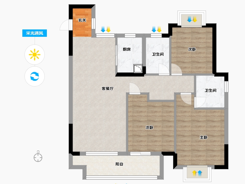 江西省-九江市-中奥世茂·天悦宸央-82.40-户型库-采光通风