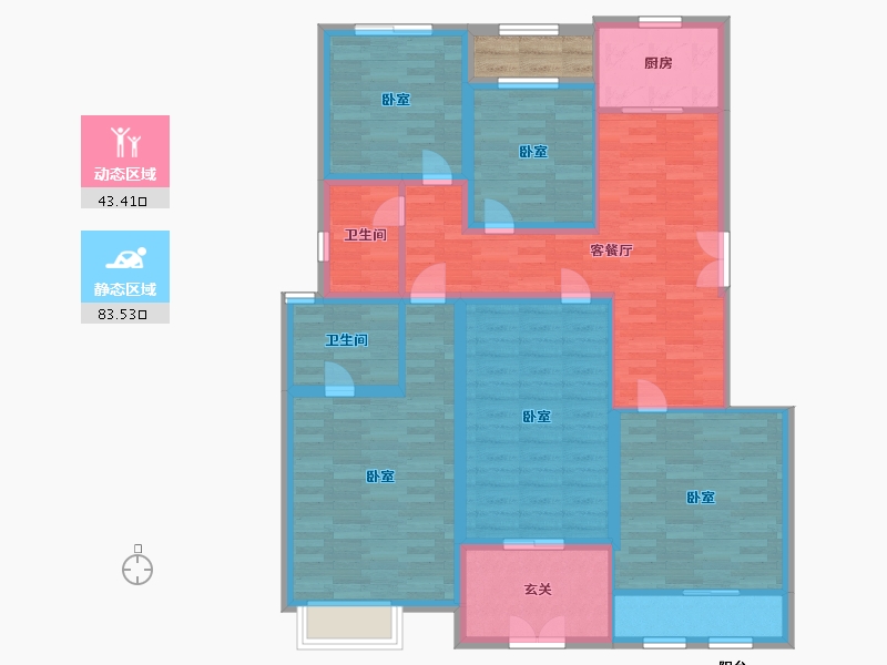 江苏省-镇江市-中冶玉翠园-116.48-户型库-动静分区