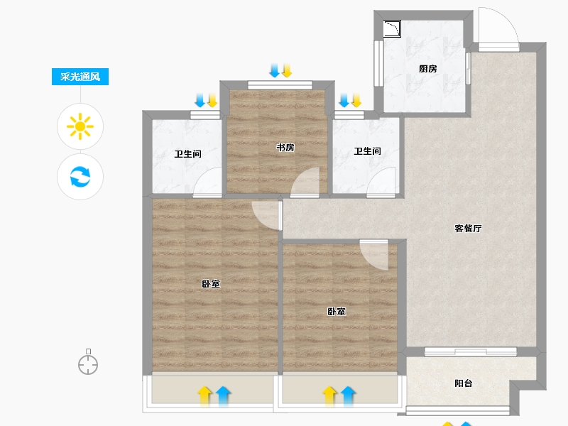 浙江省-金华市-永康滨江悦虹湾-77.00-户型库-采光通风