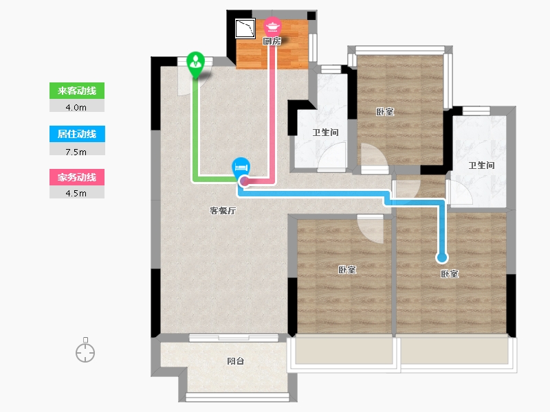 浙江省-金华市-中南漫悦湾-71.00-户型库-动静线