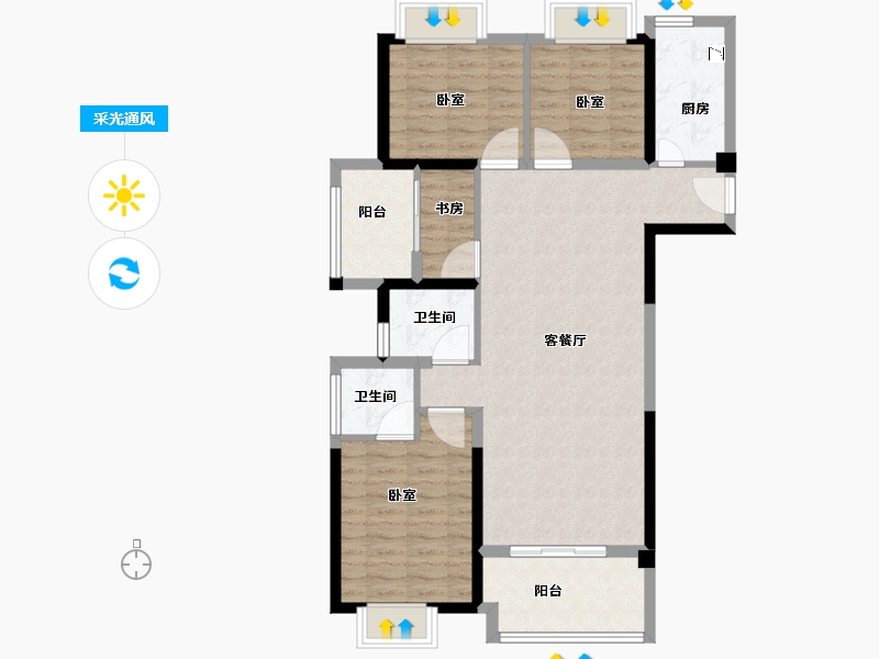 福建省-龙岩市-美伦·生态城-93.00-户型库-采光通风