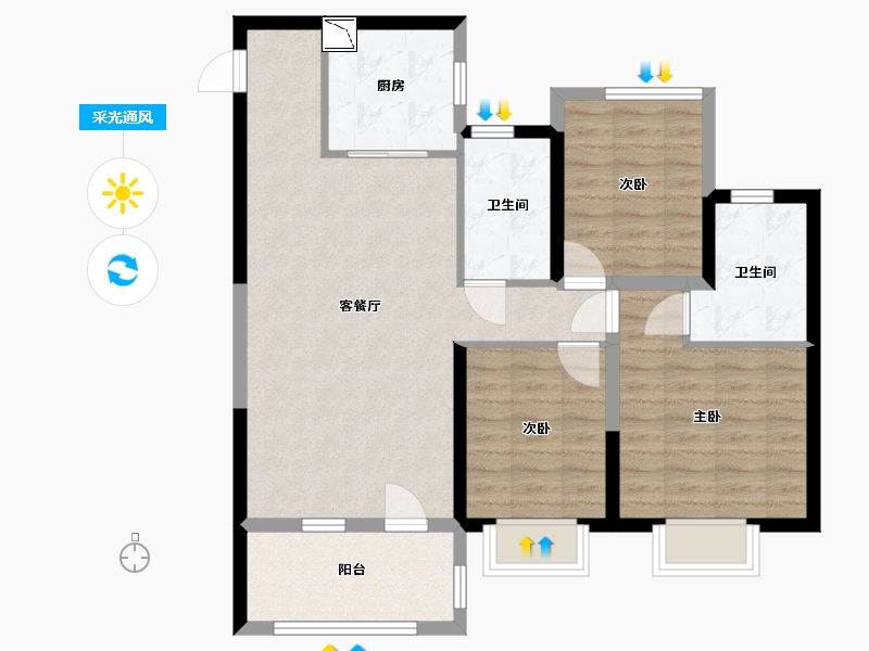 山东省-青岛市-奥园首府壹号-85.00-户型库-采光通风