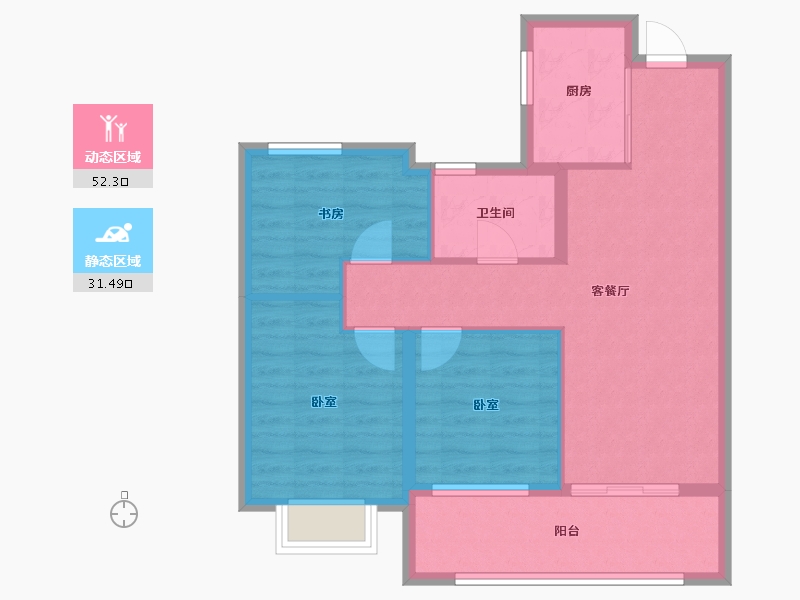 山东省-青岛市-佳源双子星城-75.00-户型库-动静分区