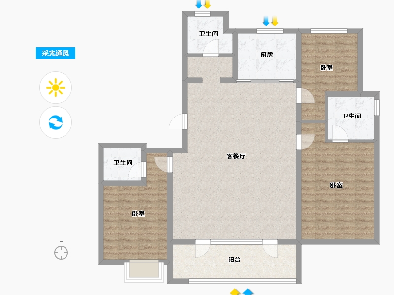 山东省-青岛市-海信城-115.00-户型库-采光通风