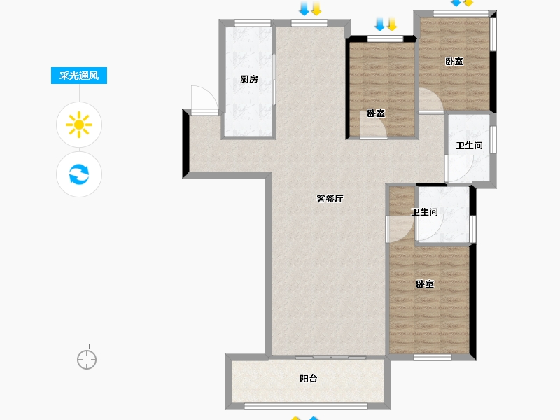 浙江省-温州市-中央悦府-112.01-户型库-采光通风