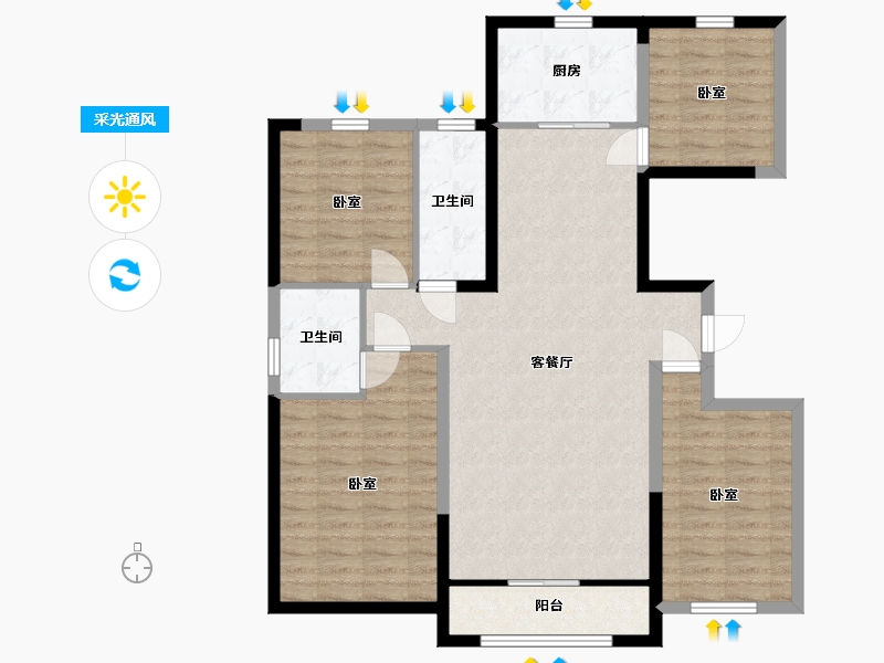 宁夏回族自治区-银川市-正丰御景湖城-104.64-户型库-采光通风