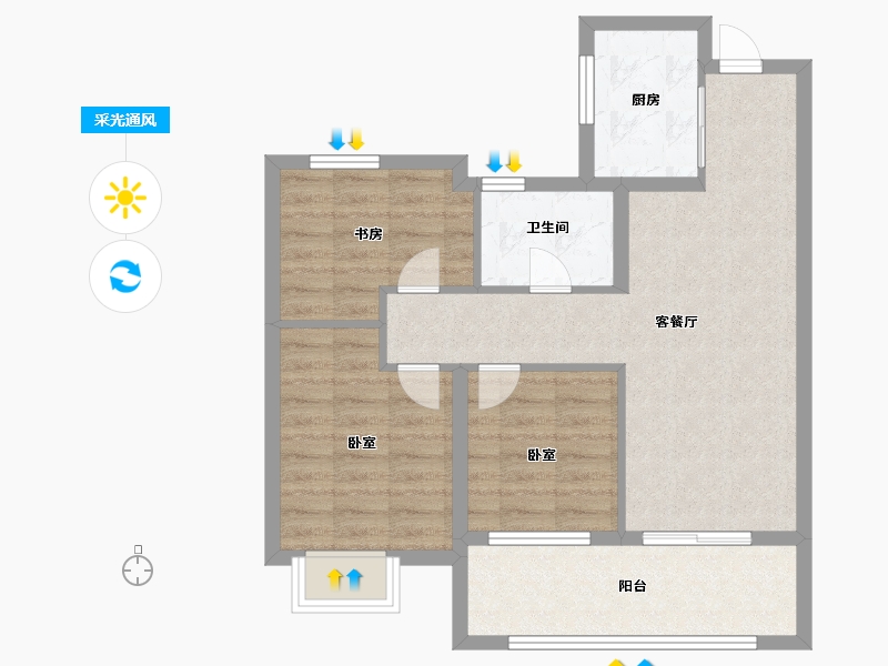 山东省-青岛市-佳源双子星城-71.00-户型库-采光通风