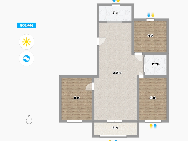 宁夏回族自治区-银川市-嘉悦城-90.18-户型库-采光通风