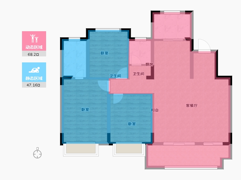 江苏省-无锡市-红豆天一华府-103.97-户型库-动静分区