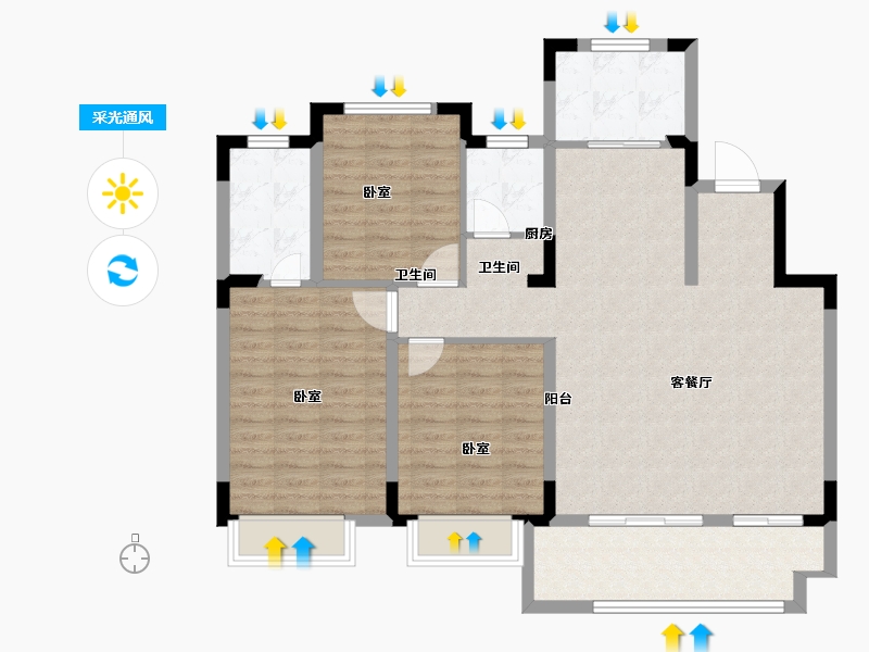 江苏省-无锡市-红豆天一华府-103.97-户型库-采光通风