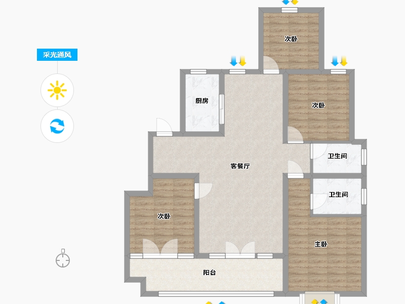 山东省-青岛市-润锦中央美地-110.01-户型库-采光通风