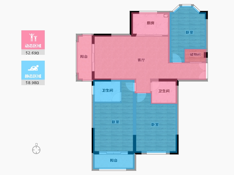 江苏省-盐城市-富方东方绿洲-100.29-户型库-动静分区