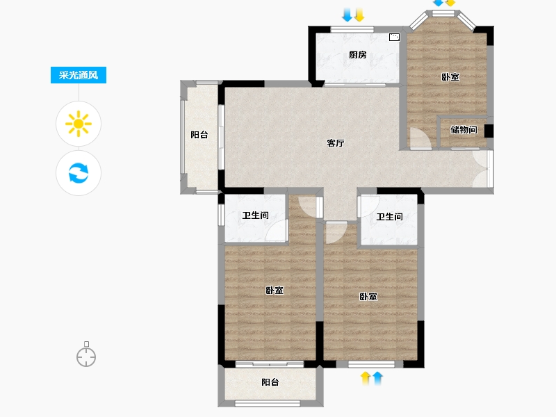 江苏省-盐城市-富方东方绿洲-100.29-户型库-采光通风