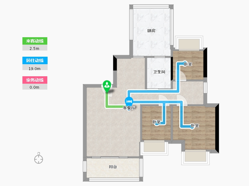 浙江省-温州市-方正珑玺-66.68-户型库-动静线