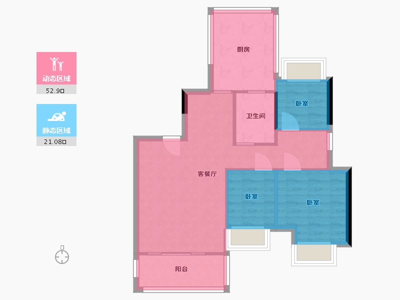 浙江省-温州市-方正珑玺-66.68-户型库-动静分区