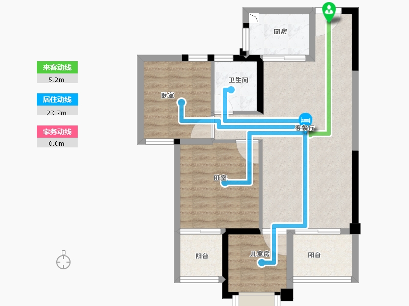 福建省-龙岩市-美伦·生态城-71.00-户型库-动静线