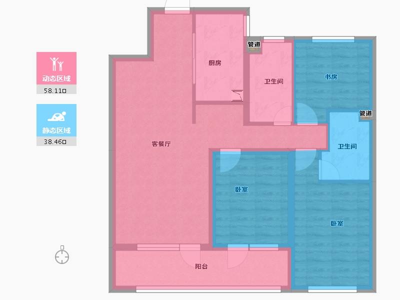 山东省-青岛市-融创青岛东方影都-85.81-户型库-动静分区