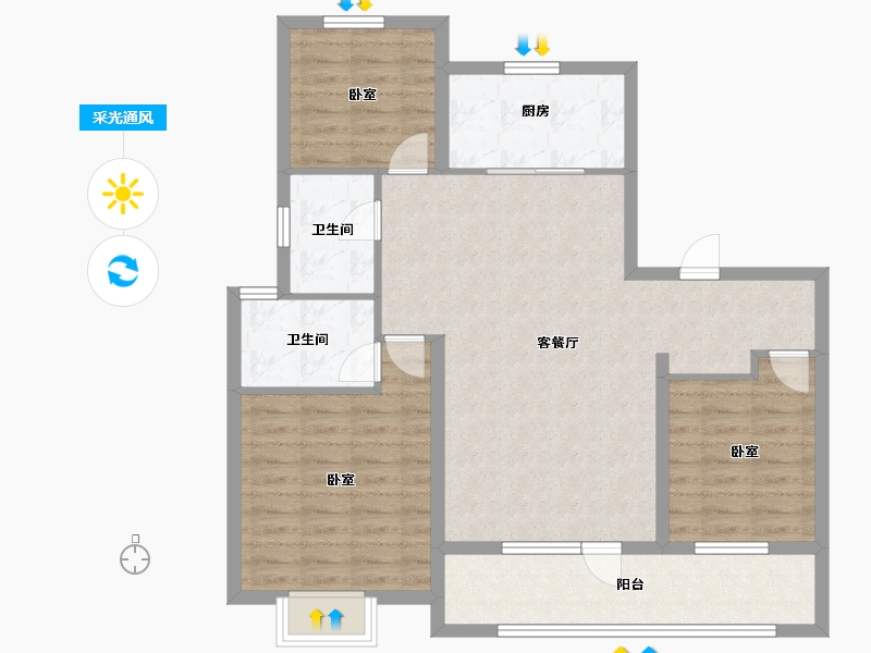 山东省-青岛市-招商碧桂园•依云四季-94.00-户型库-采光通风