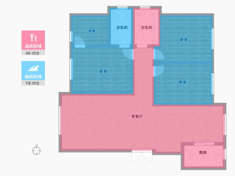 新疆维吾尔自治区-乌鲁木齐市-锦轩天赐水韵-111.00-户型库-动静分区