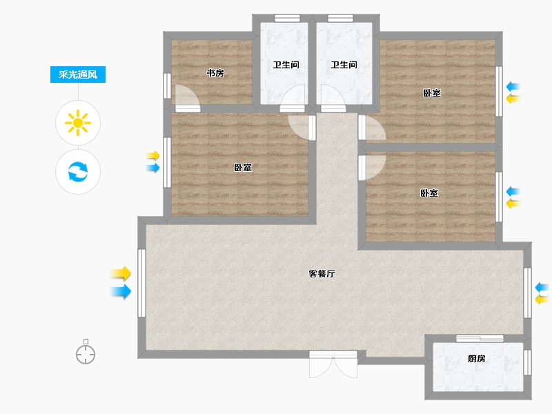 新疆维吾尔自治区-乌鲁木齐市-锦轩天赐水韵-111.00-户型库-采光通风