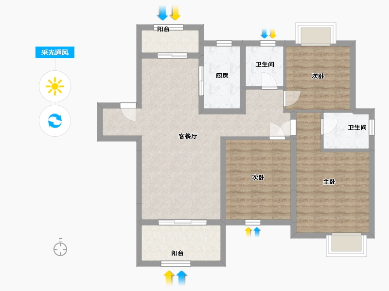 江西省-南昌市-煌盛中央都荟-88.00-户型库-采光通风