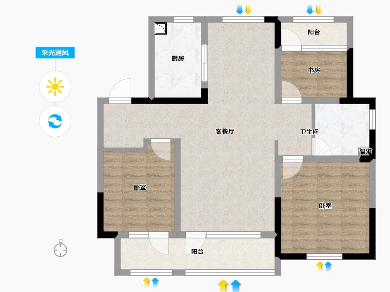 山东省-青岛市-天泰时光印象-84.01-户型库-采光通风