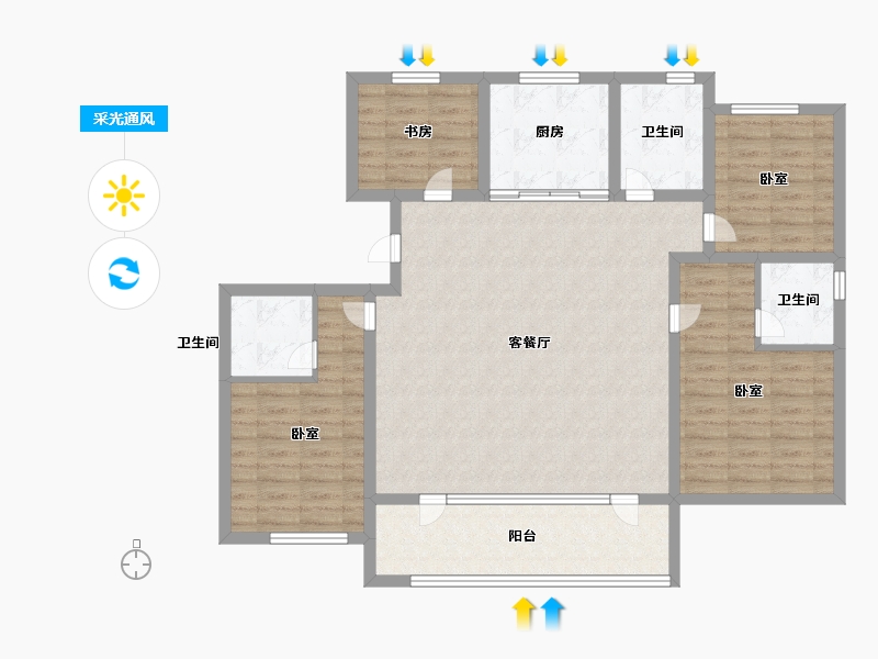 山东省-青岛市-海信城-114.65-户型库-采光通风